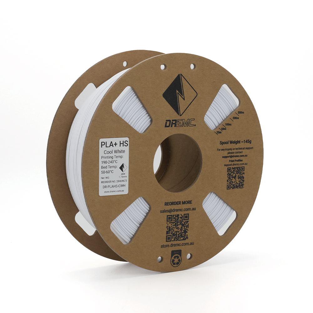 Cardboard spools of DREMC PLA+ HS Cool White Filament