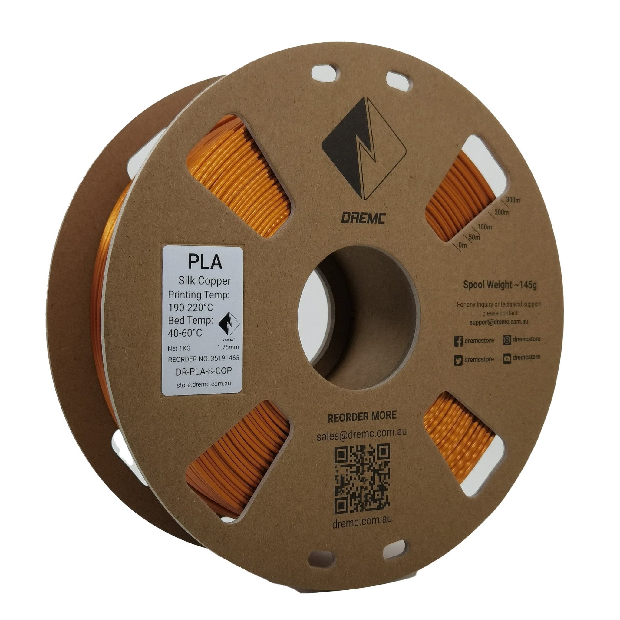 DREMC Silk PLA Filament 1.75mm 1kg - Copper - DR - PLA - S - COP - DREMC STORE