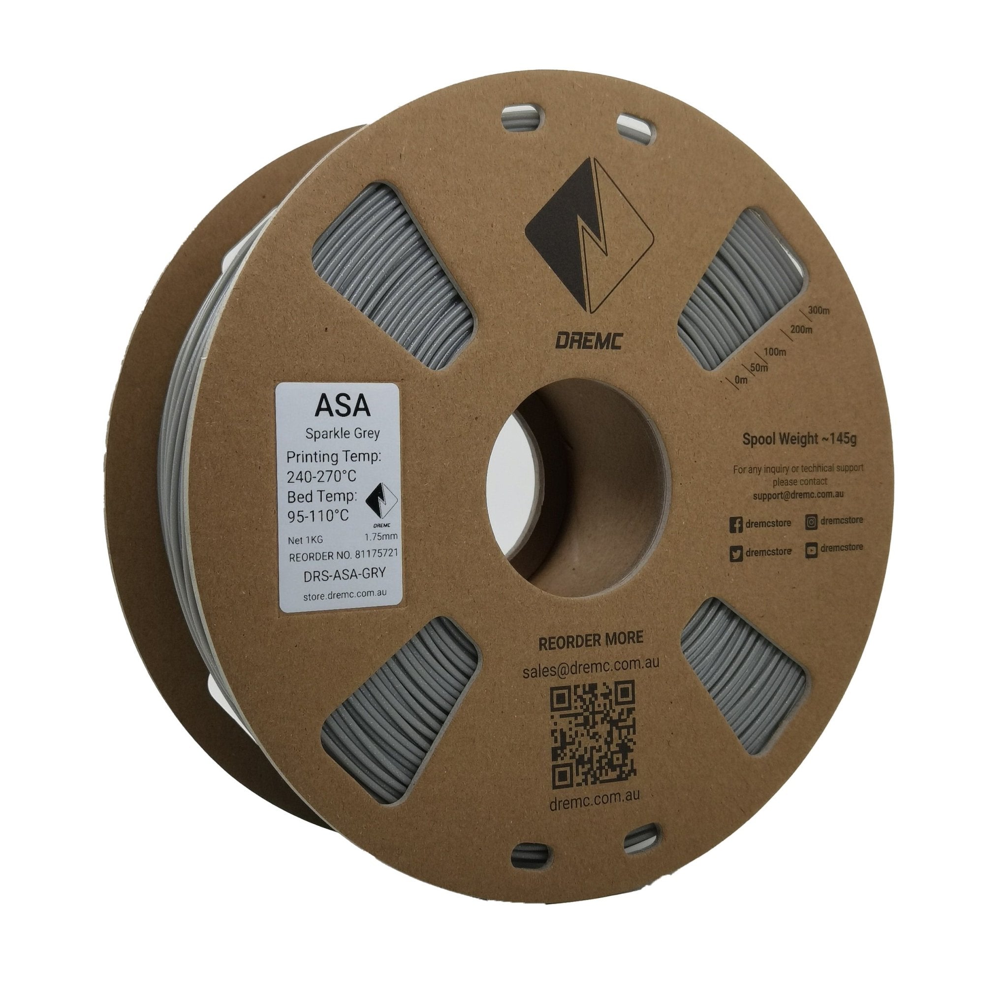 DREMC Sparkle ASA Filament 1.75mm 1kg - Sparkle Grey - DRS - ASA - GRY - DREMC STORE