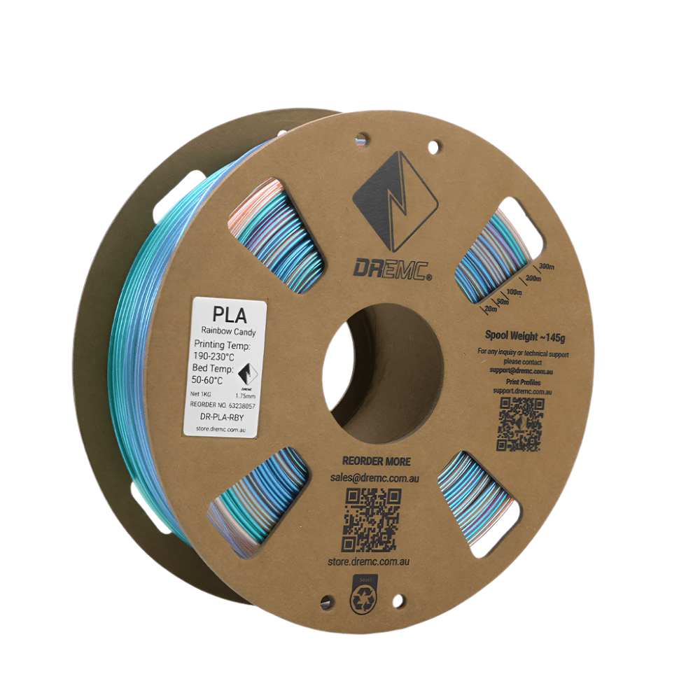 DREMC Sparkle PLA Filament 1.75mm 1kg - Rainbow Candy - DR - PLA - RBY - DREMC STORE
