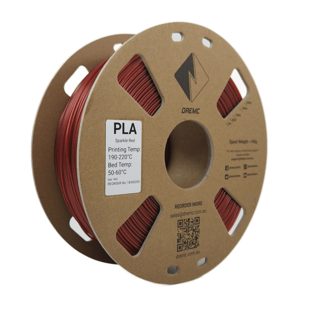 DREMC Sparkle PLA Filament 1.75mm 1kg - Sparkle Red - DRS - PLA - RED - DREMC STORE