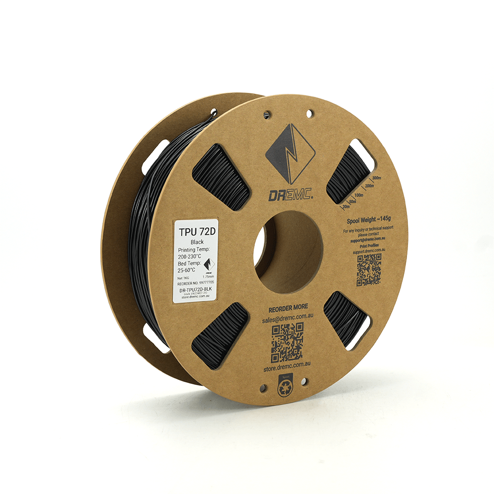 Spool of DREMC TPU 720 filament on a white background