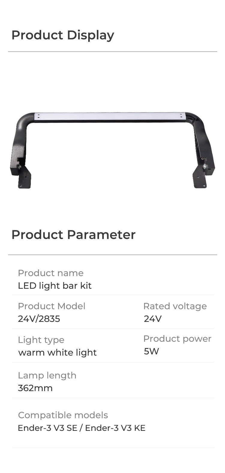 Ender - 3 S1 / Ender 3 V2 / Ender 3 V3 LED Light Bar Kit - Ender 3 S1 - 4004010208 - DREMC STORE