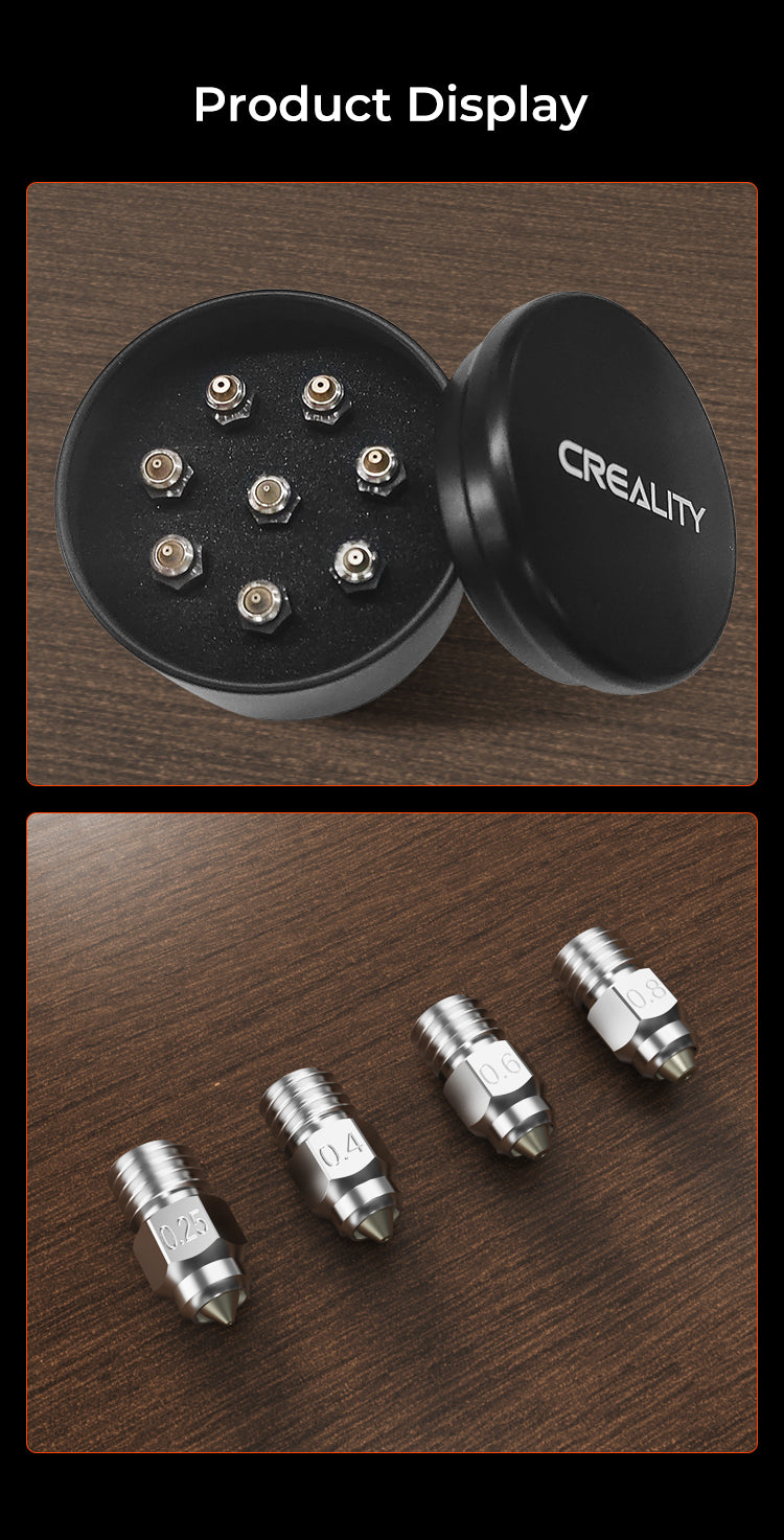 Creality CR-6 SE Neo S1 MK8 Bi Metal Hardened Steel Tip 8PC Nozzle Kit