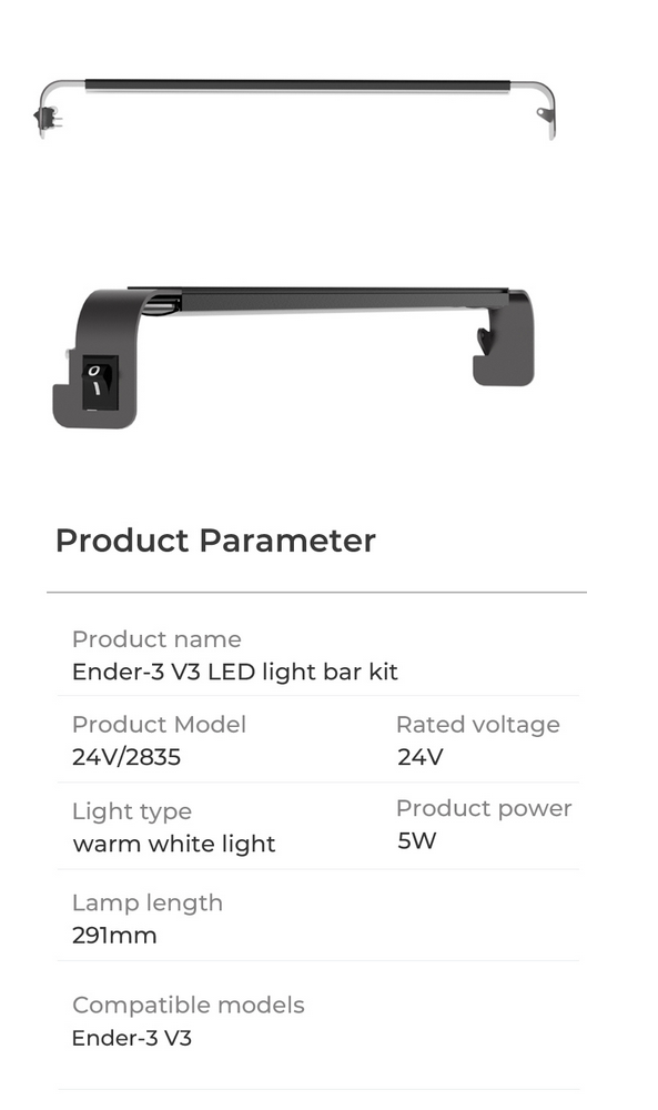 Ender-3 S1 / Ender 3 V2 / Ender 3 V3 LED Light Bar Kit