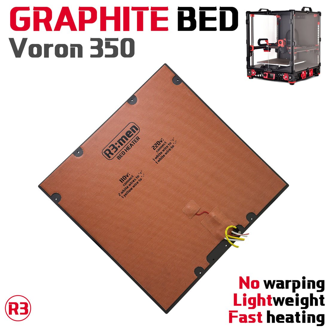 Graphite Heated Bed For Voron 2.4 / Trident 350 - DD - GPLATE - VORON - 355 - DREMC STORE