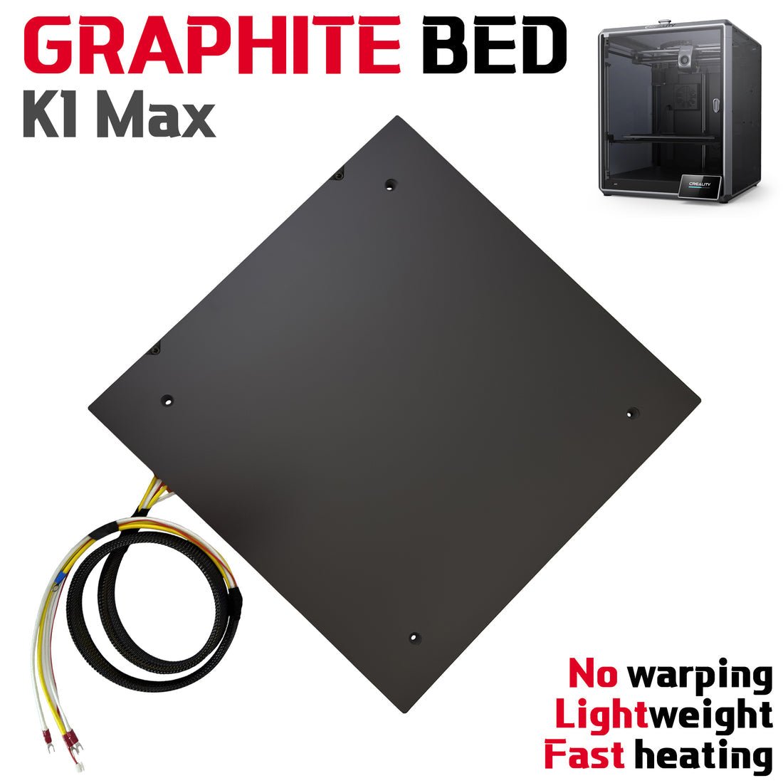 Graphite Plate - Heatbed For Creality K1 / K1C / K1 Max - K1 Max (315x310x8mm) (Pre - Assembled) - DD - GPLATE - K1MAX - DREMC STORE