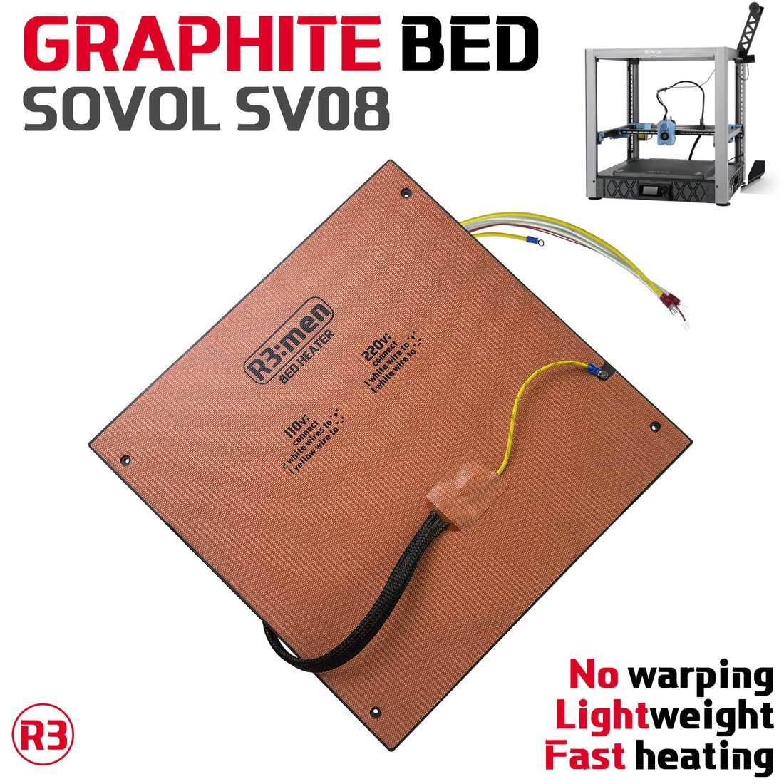 Graphite Plate - Heatbed Upgrade For Sovol SV08 - DD-GPLATE-SV08 - DREMC STORE 3D Printing Supplies