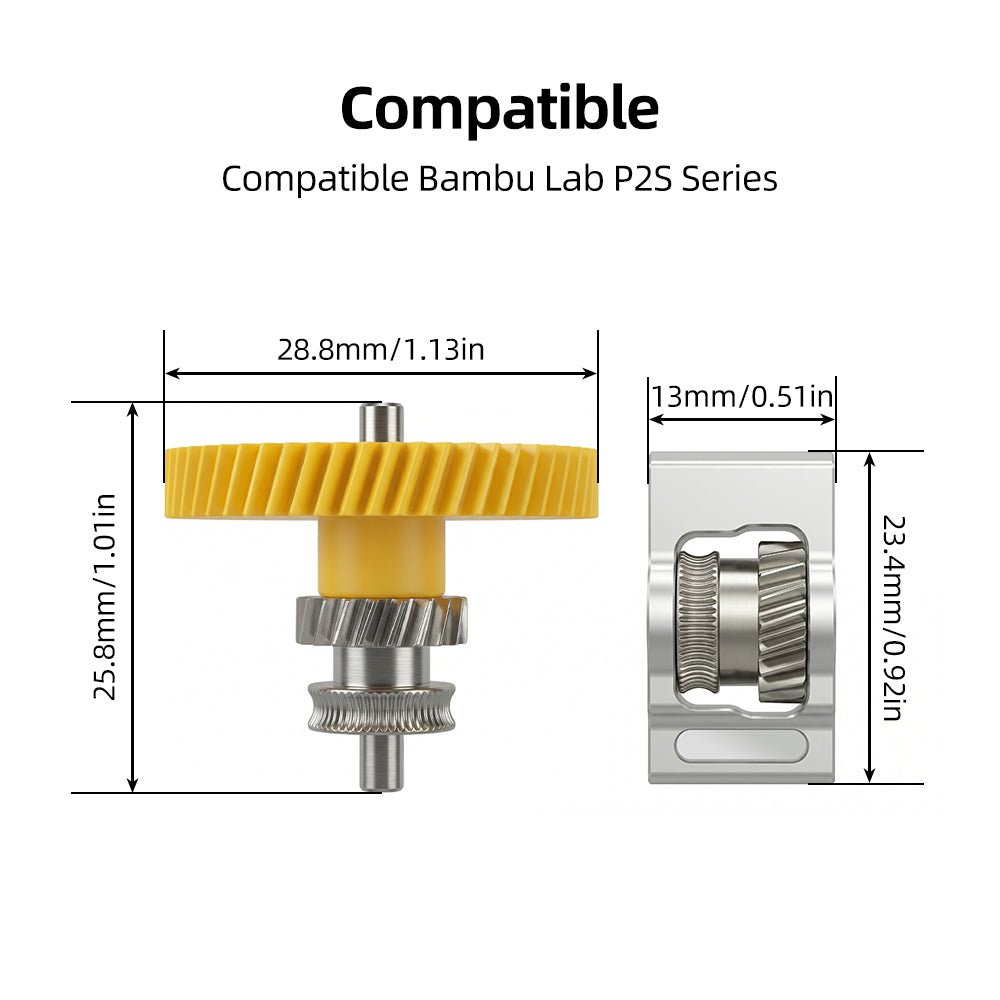 Hardened Steel Extruder Gear Kit for Bambu Lab P2S - CL-63001-10 - DREMC STORE 3D Printing Supplies