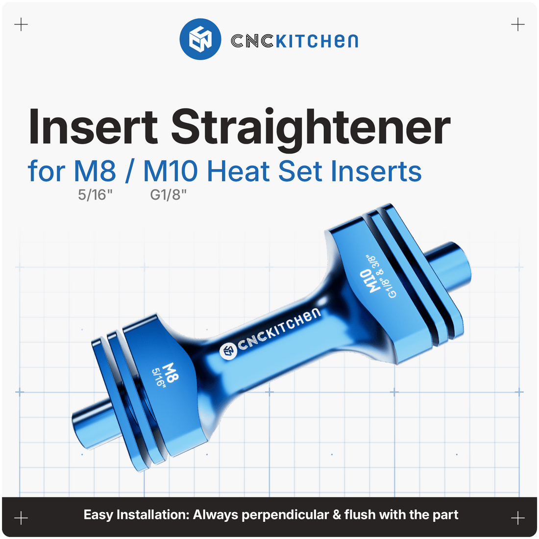 Insert Straightener M2 to M10 (2 - 56 to G1/8") - M8 - M10 - 4262391012352 - DREMC STORE 3D Printing Supplies