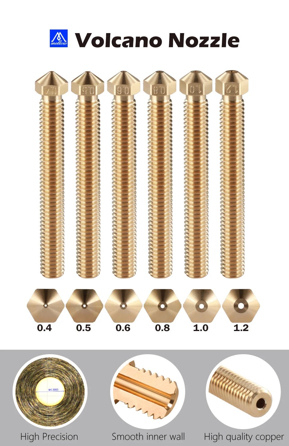 Mellow 3D Brass Super Volcano Nozzle 1.75mm | DREMC STORE