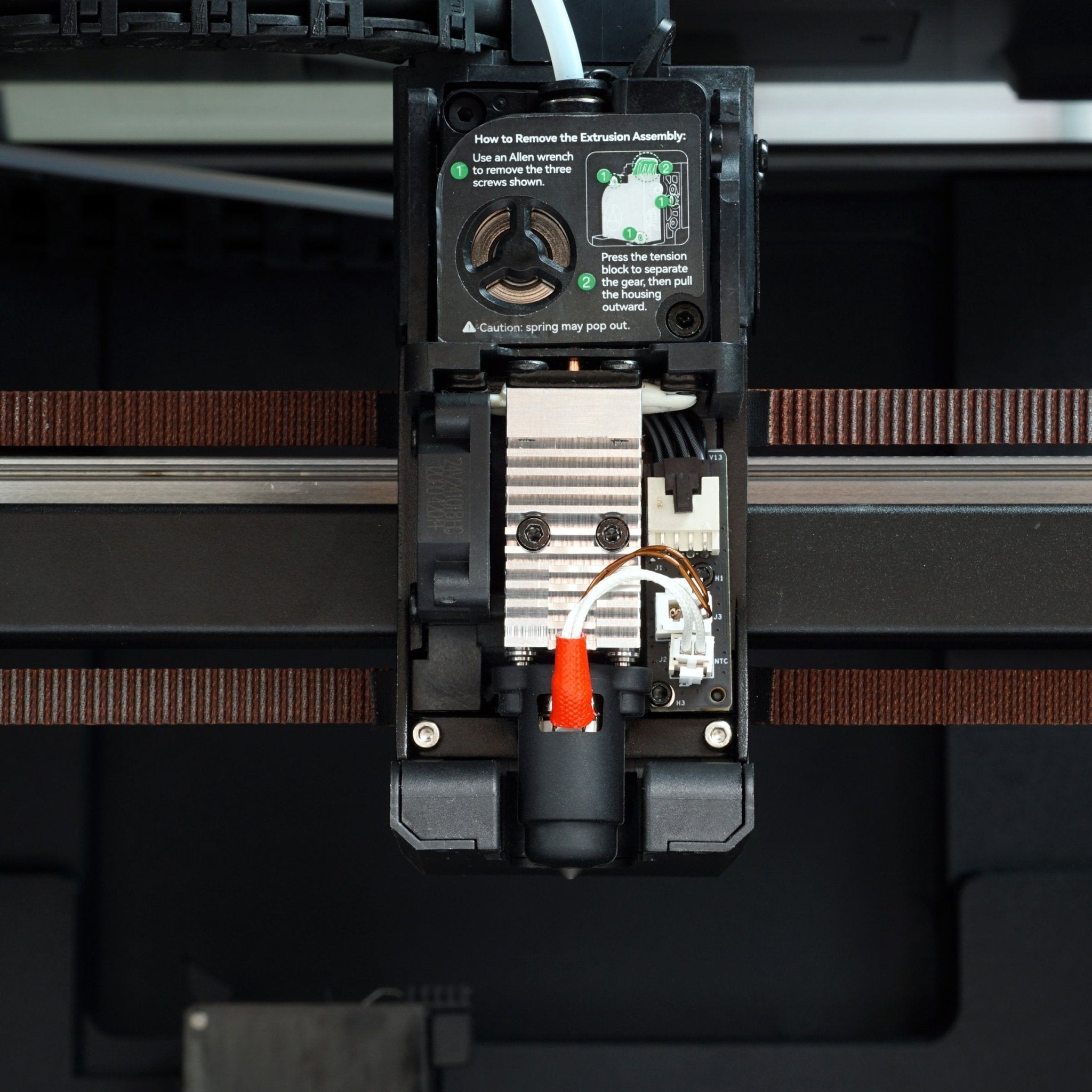 Flow Tech K2 Plus hotend installed on K2 Plus Toolhead/3D Printer with fan cover removed