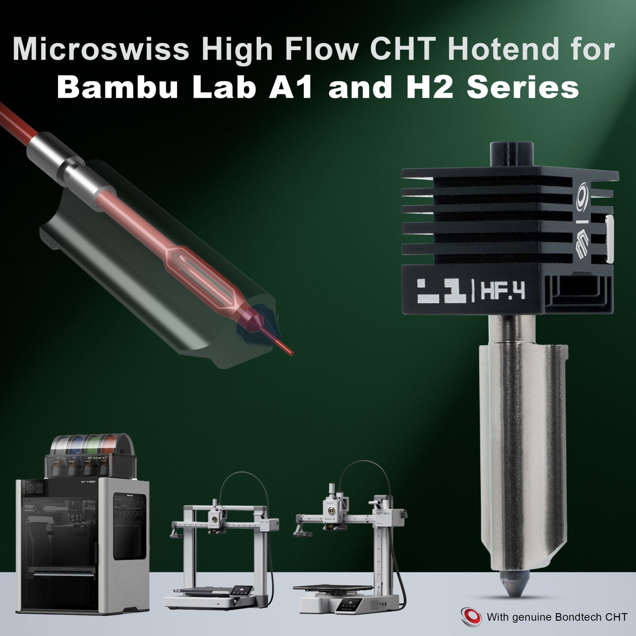 Microswiss CHT High Flow Hotend for Bambu Lab A1, A1 Mini, H2D, H2S - 0.4mm - M3121 - 04 - DREMC STORE