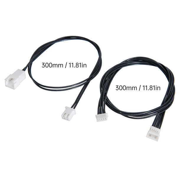 Two black cables with connectors, each 300mm long, on a white background for Bambu AMS