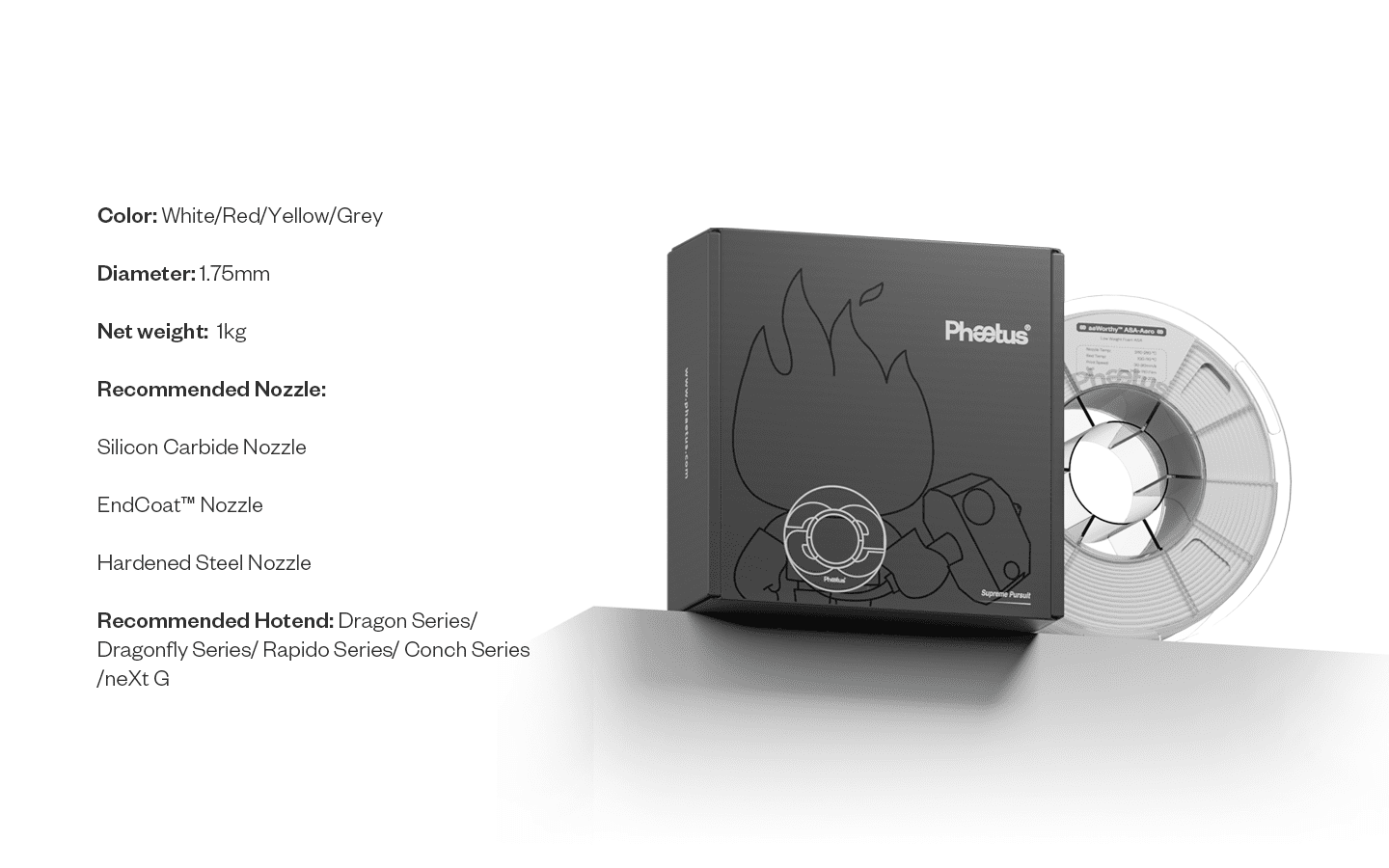 Phaetus aeWorthy™ ASA AERO Filament 1kg - White - 6973090163464 - DREMC STORE