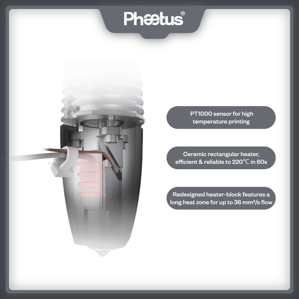 Phaetus Rapido Hotend 2F - UHF w/ PT1000 Thermistor - Black - 6973090164652 - DREMC STORE