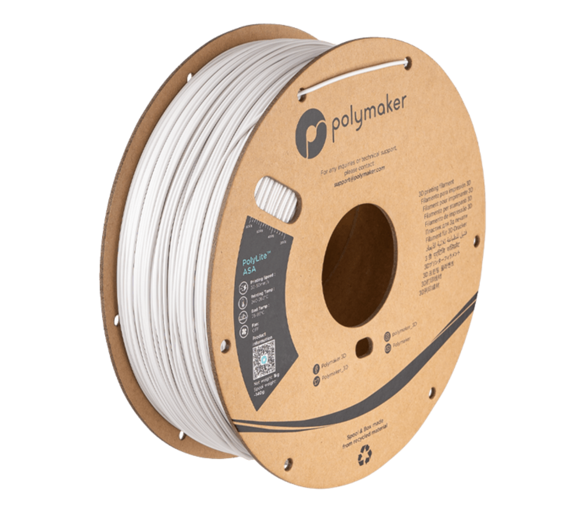Polymaker PolyLite™ ASA 1.75mm 1kg Spool - White - PM70197 - DREMC STORE