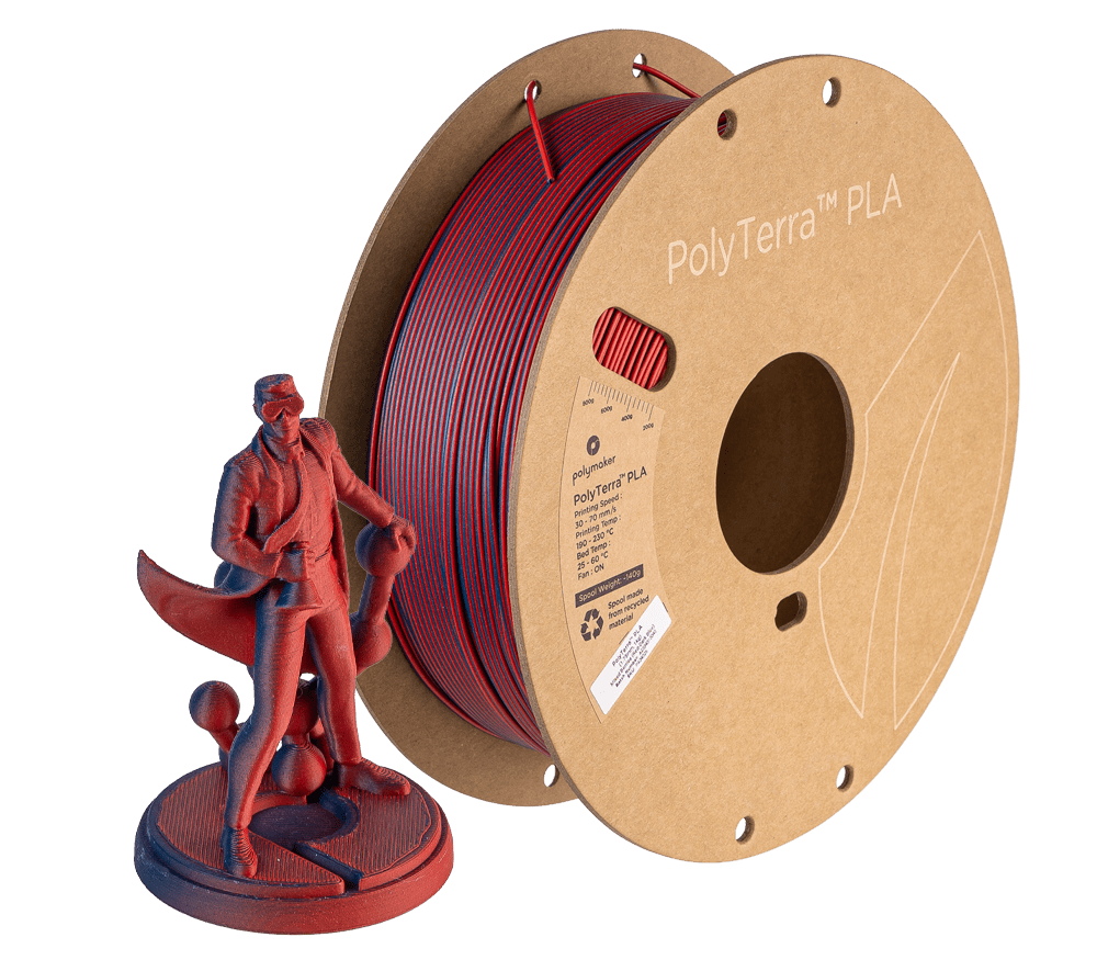 Polymaker PolyTerra™ Dual PLA 3D Printer Filament 1.75mm - Mixed Berries (Red - Dark Blue) - PA04026 - DREMC STORE