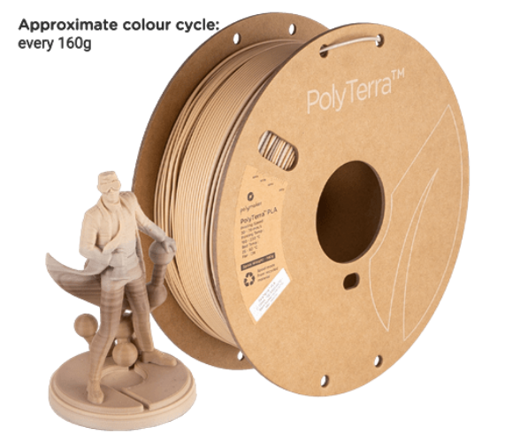 Polymaker PolyTerra™ Gradient PLA Pastel Rainbow 1.75mm 1kg - Cappuccino - PA04030 - DREMC STORE