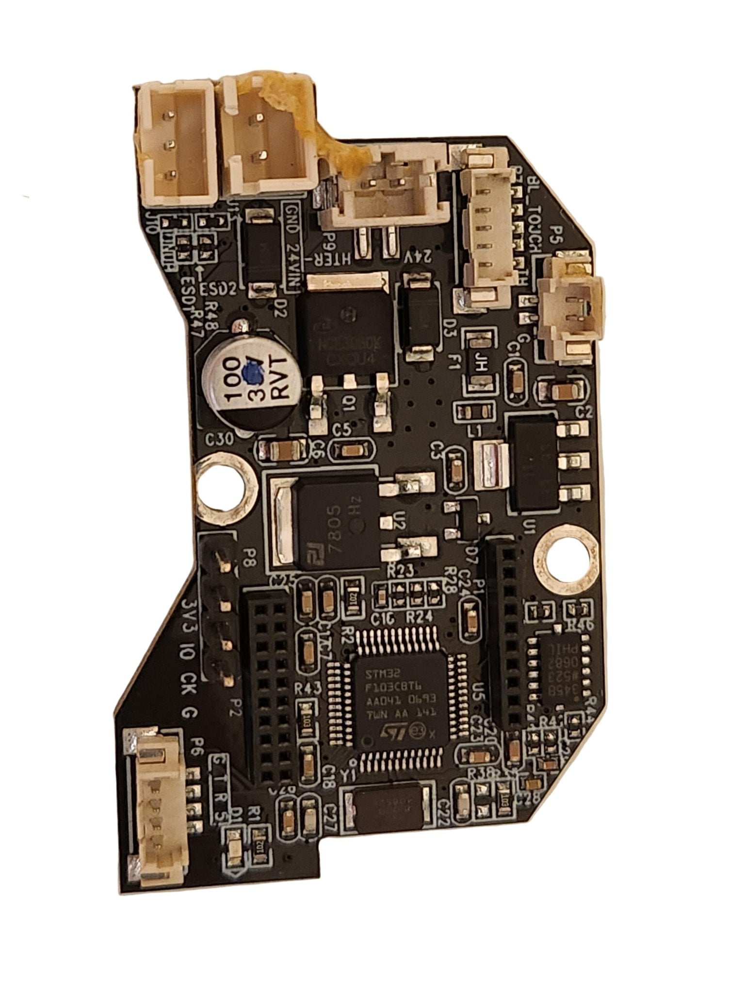 Electronic circuit board on a beige background