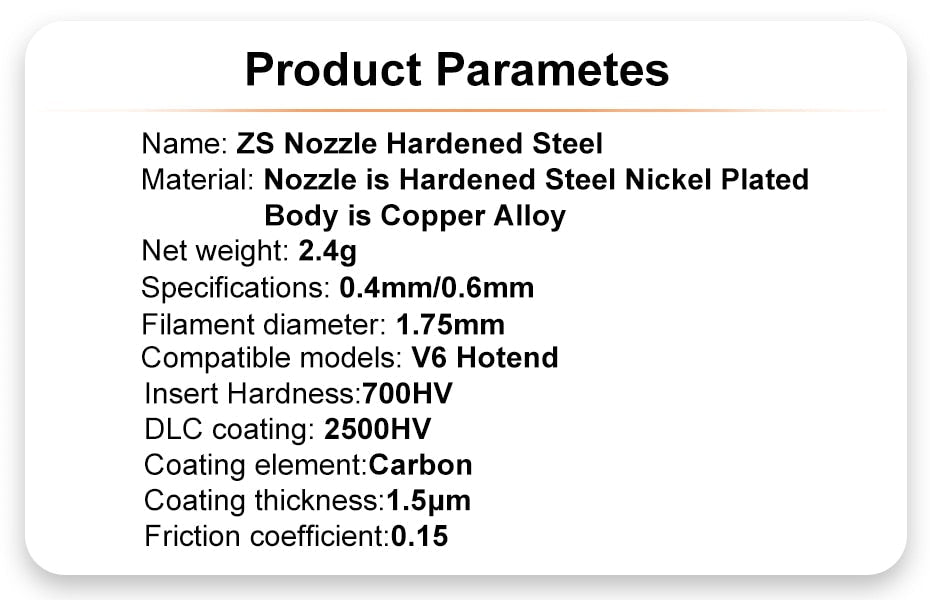 Trianglelab ZS V6 RepRap M6 1.75 Hardened Steel Tip Nozzle 1PC - 0.4mm - 27951273 - DREMC STORE