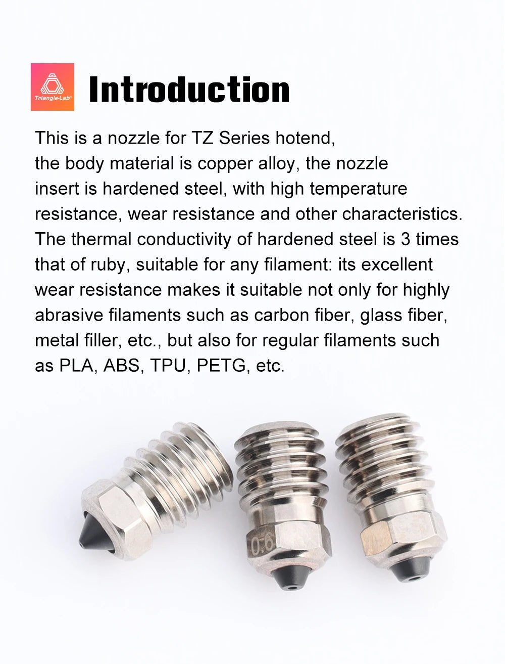 TZ Bi metal Harden Steel nozzle for TZ 1.0, TZ2.0, TZ3.0 style hotends - 0.2mm - T - TZ - 02 - BHS - DREMC STORE