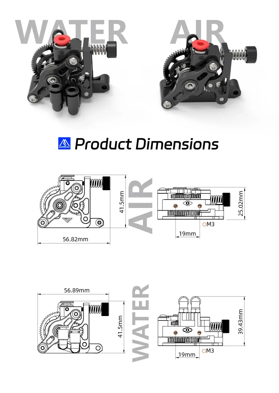 Vz Plus Extruder 60T 12MM Gear All Metal Vz - Hextrudort - Low by Mellow3D - Set 5 (Twill Plus Gear Set) - 7TWPG - DREMC STORE