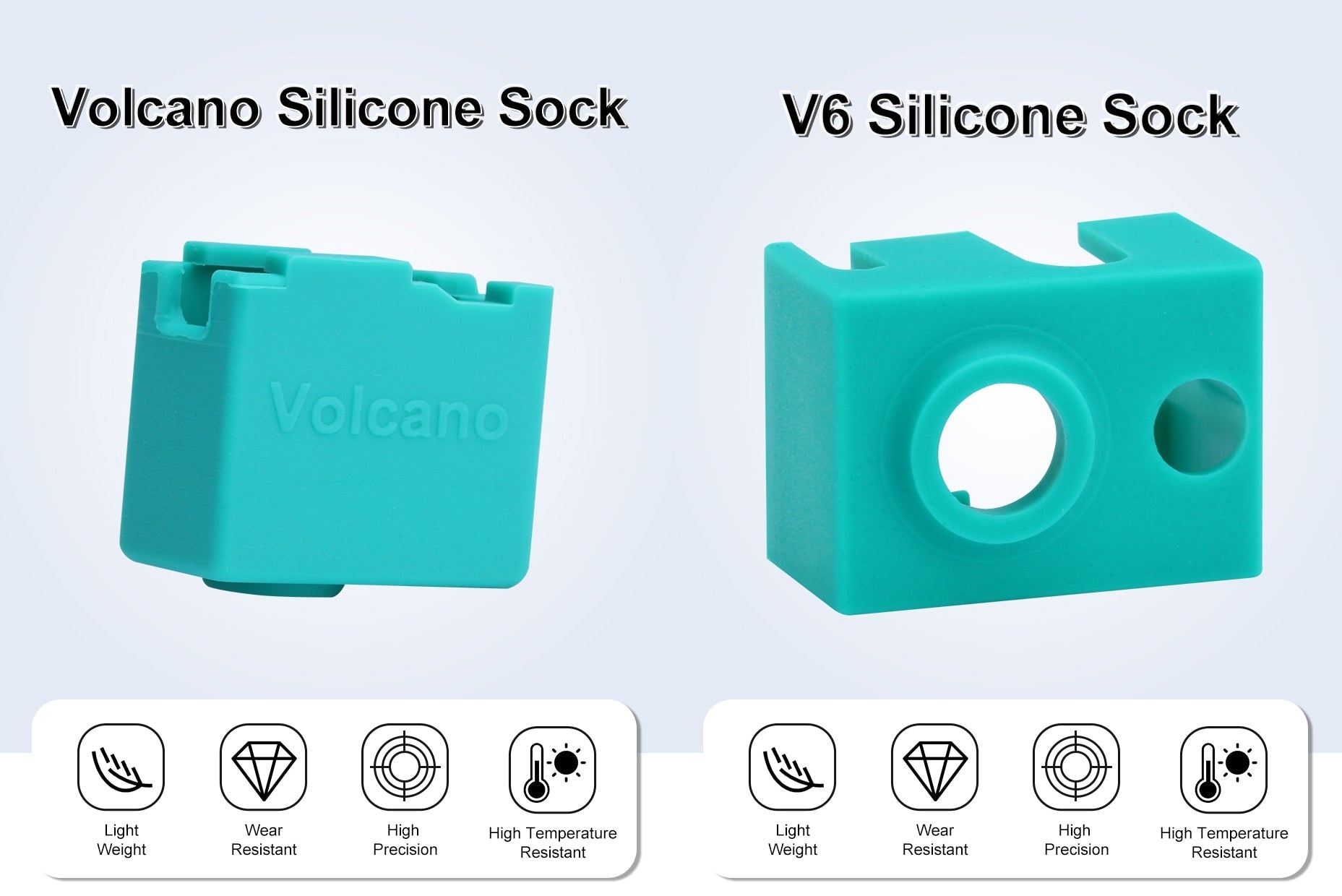2pc high temp silicon socks (320°c) for V6 or Volcano Heater Blocks - V6 Heater Block - 27100841 - DREMC STORE