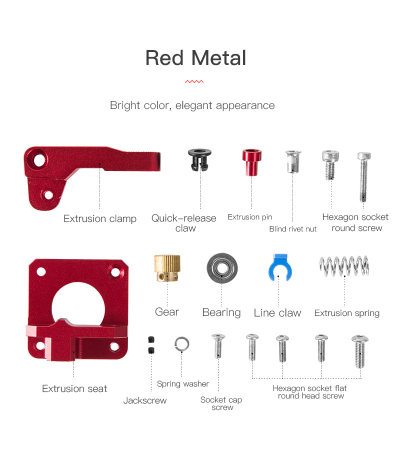 Red Metal Extruder Drive Feed Frame for Creality Ender 3 / Ender 5