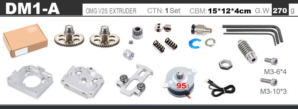 OMG V2S All Metal Direct Extruder Dual Drive Ender 3 Series, CR10 - Includes Pancake Motor