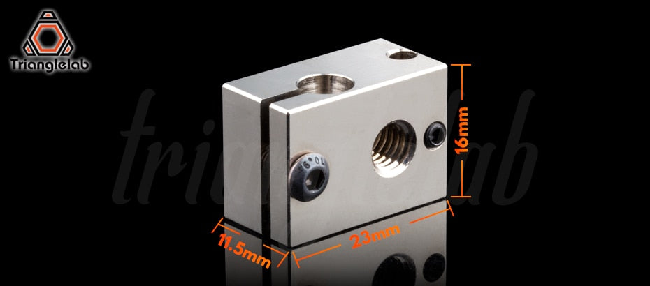 Trianglelab V6 Compatible Plated Copper Heat Block Cartridge Style