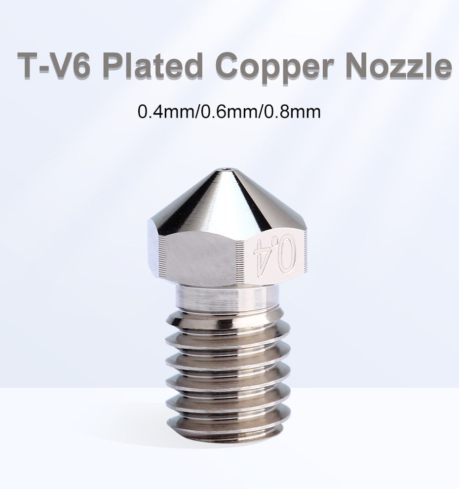 Plated Copper Compatible V6 Nozzle (.4mm, .6mm, .8mm) - TriangleLab