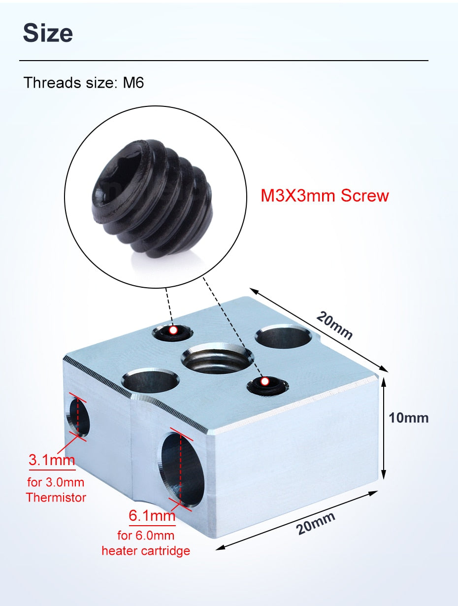 CR 6 SE / MAX / Ender 3 Neo Series Compatible Aluminum Heater Block