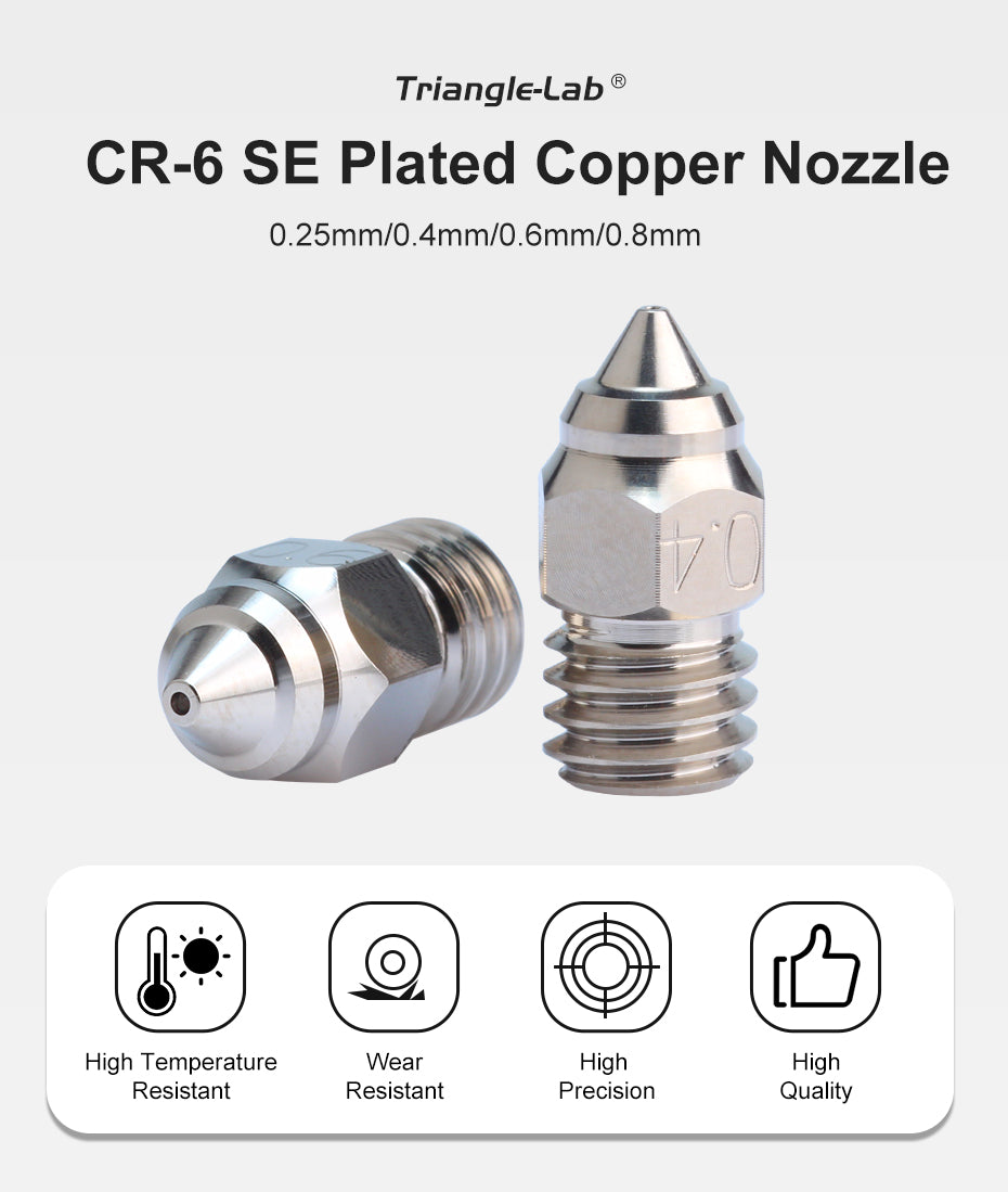 Creality Comptaible CR-6 SE Ender 3 S1 Sprite Extruder MK8 Plated Copper Nozzle