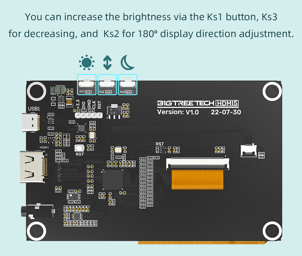 Bigtreetech HDMI5 / HDMI7 LCD Display Touch Screen IPS for Klipper Raspberry PI - HDMI5 - 1040000066 - DREMC STORE