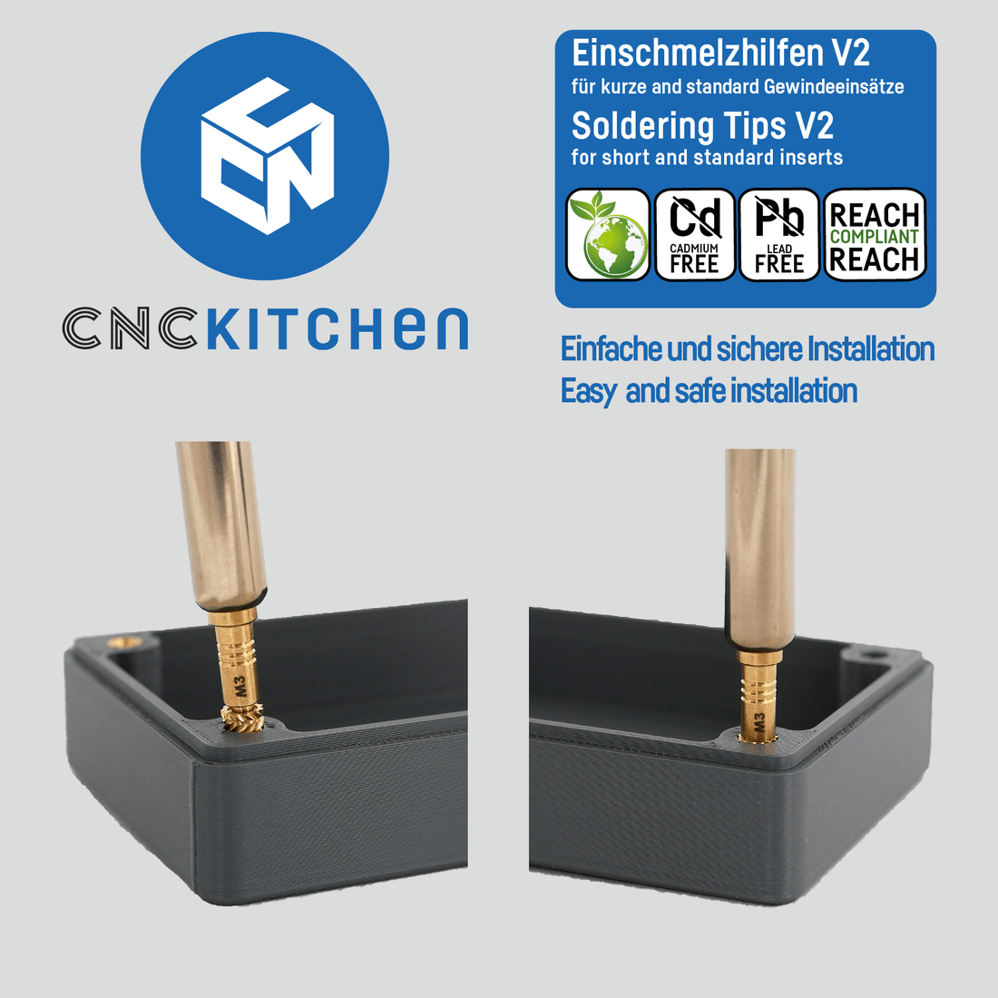 CNC Kitchen Soldering Tips V2 for M2,x, M3, M4, M5, M6+1/4", M8 - CNC - M2 - M8 - DREMC STORE