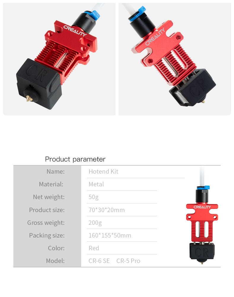 Creality CR 6 SE Hotend Kit with PTFE Tube + Heater Cartridge + Thermistors - 4001030042 - DREMC STORE