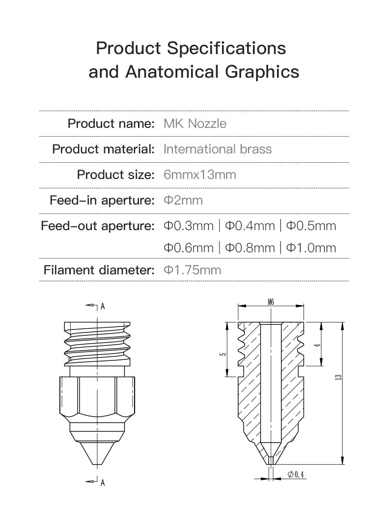 Creality CR - 6 SE Neo S1 MK8 5PC Brass Nozzle - 0.3mm - 4004020026 - DREMC STORE