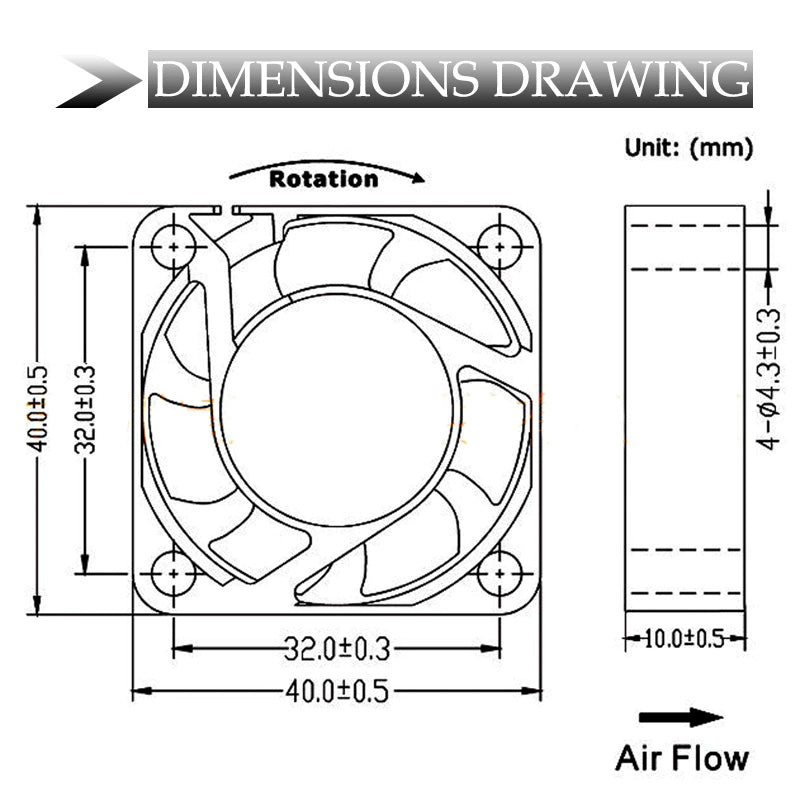 GDSTIME GDA 4010 Axial Fan 24v - GDA4010B24N75X252207F - DREMC STORE