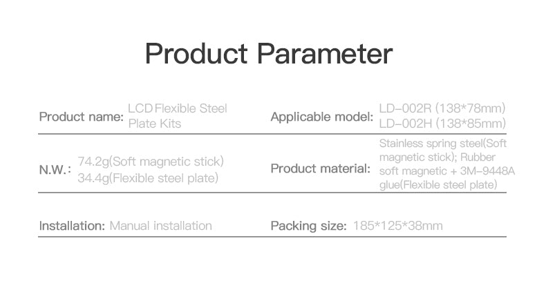 LD - 002H LCD Resin Magnetic Flexible Steel Plate Kits 138*85mm - 4008020018 - DREMC STORE