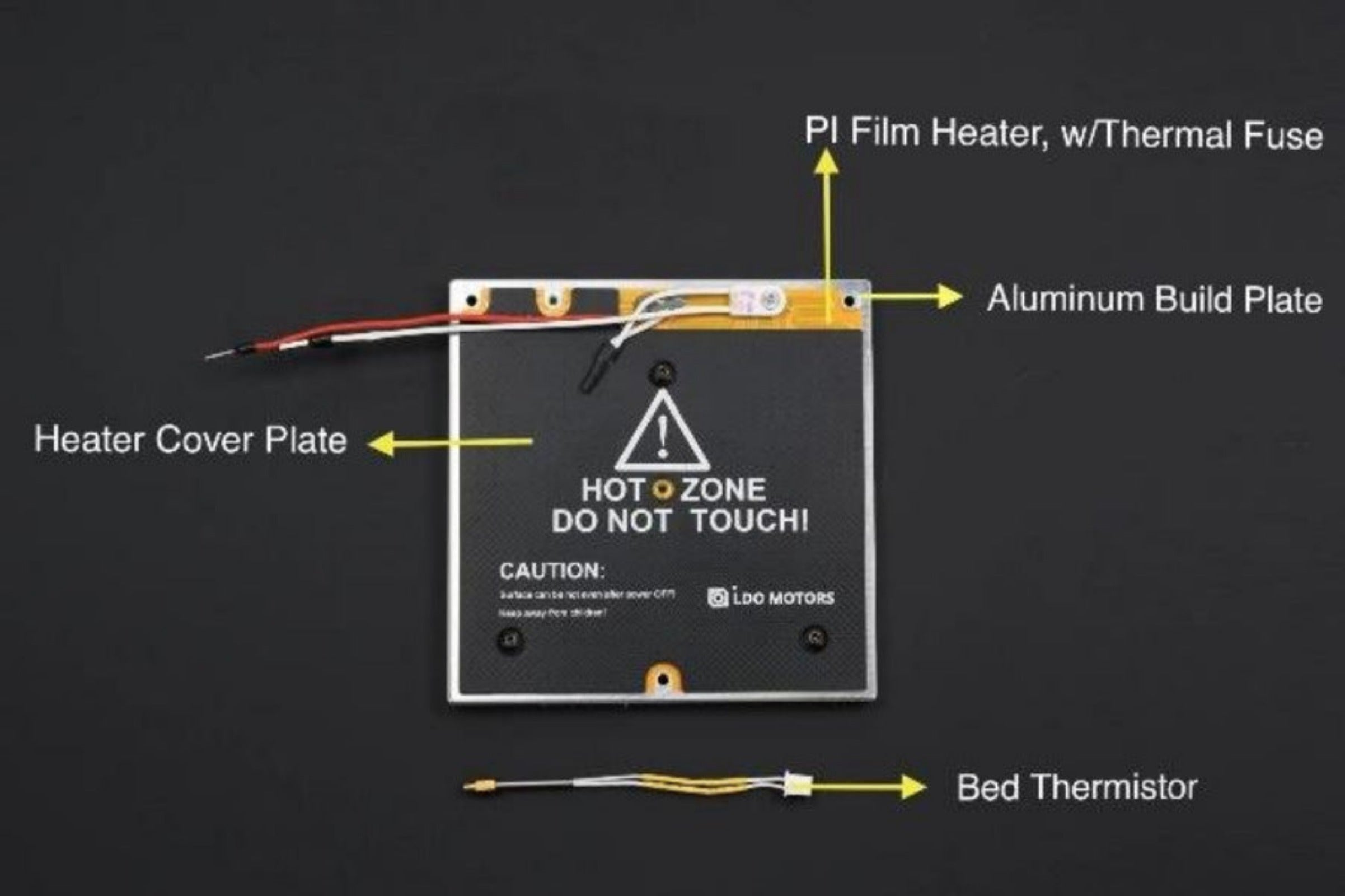 LDO V0 S1 Aluminum Build Plate PI Film Heater and 200W PSU for Voron 0 - LDO - V0S - PIH - DREMC STORE