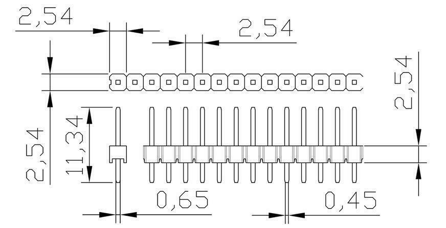 2.54mm Single Row Pin Male Header 40 Pin