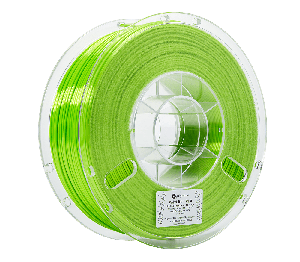 PolyMaker PolyLite Silk PLA 1.75mm Filament 1kg - Lime - PM70881 - DREMC STORE