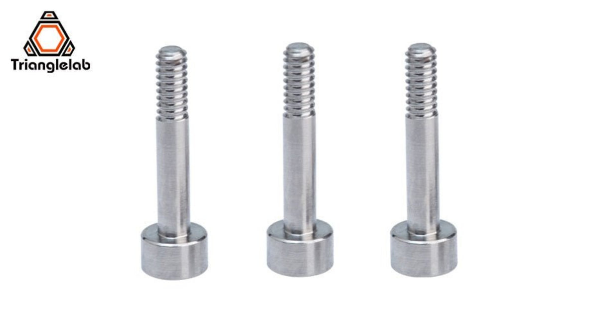 Three Rapido retaining bolts made of titanium, displayed against a white background.